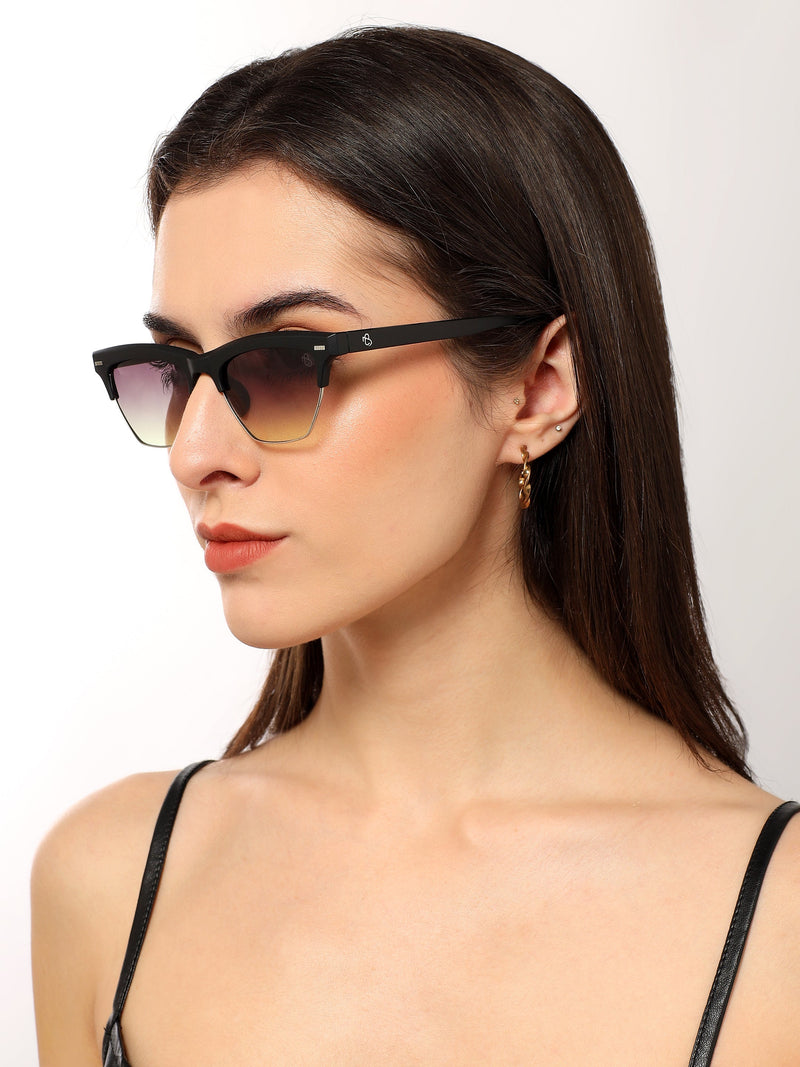 Eyejack Matt Black Half Rim Sunglasses for Women (2829CL1209)