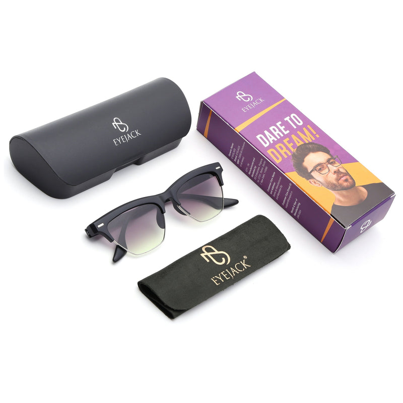 Eyejack Matt Black Half Rim Sunglasses for Women (2829CL1209)
