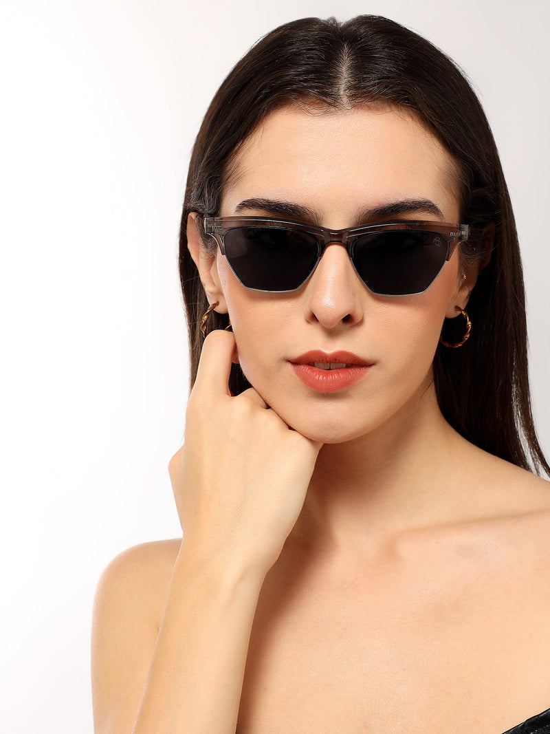 Eyejack Shine Grey Half Rim Sunglasses for Women (2829CL1210)