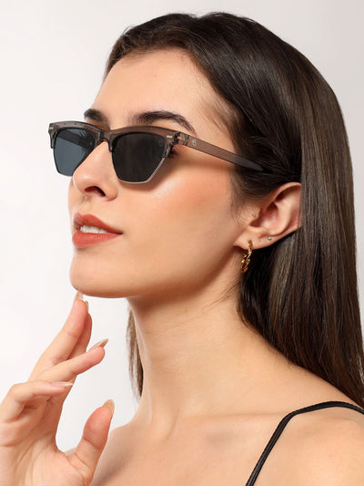 Eyejack Shine Grey Half Rim Sunglasses for Women (2829CL1210)