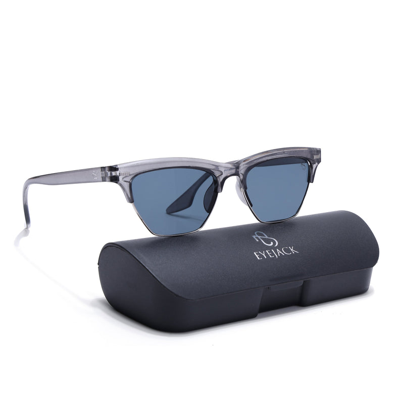 Eyejack Shine Grey Half Rim Sunglasses for Women (2829CL1210)