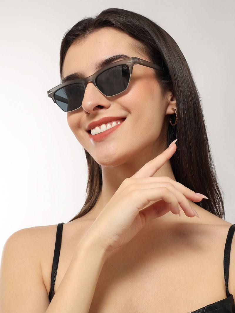 Eyejack Matt Grey Half Rim Sunglasses for Women (2829CL1211)