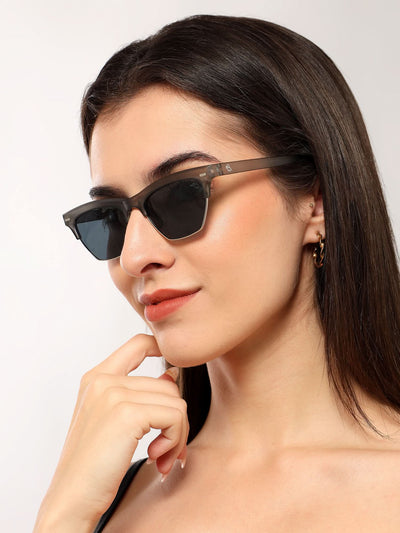 Eyejack Matt Grey Half Rim Sunglasses for Women (2829CL1211)