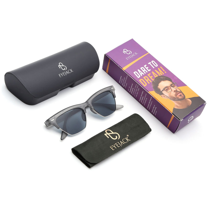 Eyejack Matt Grey Half Rim Sunglasses for Women (2829CL1211)