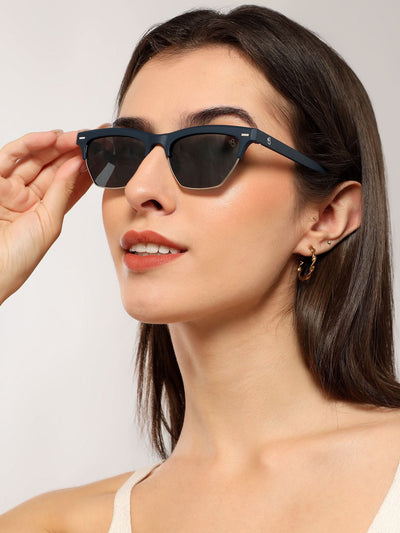Eyejack Blue Half Rim Sunglasses for Women (2829CL1212)