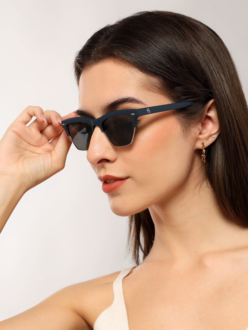 Eyejack Blue Half Rim Sunglasses for Women (2829CL1212)