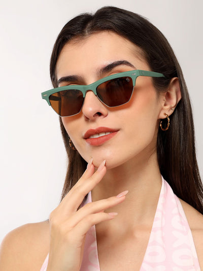 Eyejack Olive Half Rim Sunglasses for Women (2829CL1214)