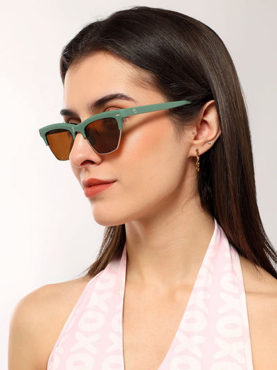 Eyejack Olive Half Rim Sunglasses for Women (2829CL1214)