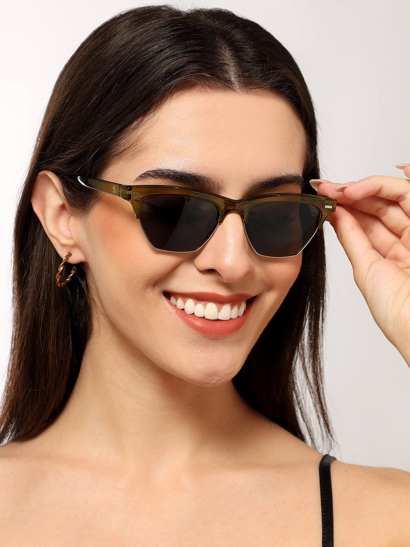 Eyejack Green Half Rim Sunglasses for Women (2829CL1215)