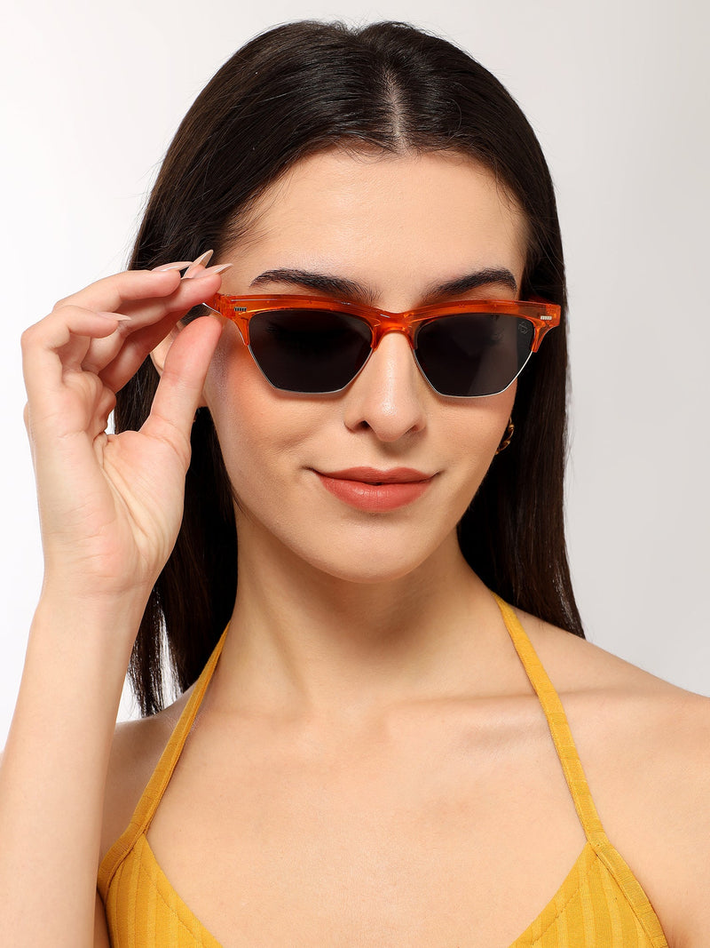 Eyejack Orange Half Rim Sunglasses for Women (2829CL1217)