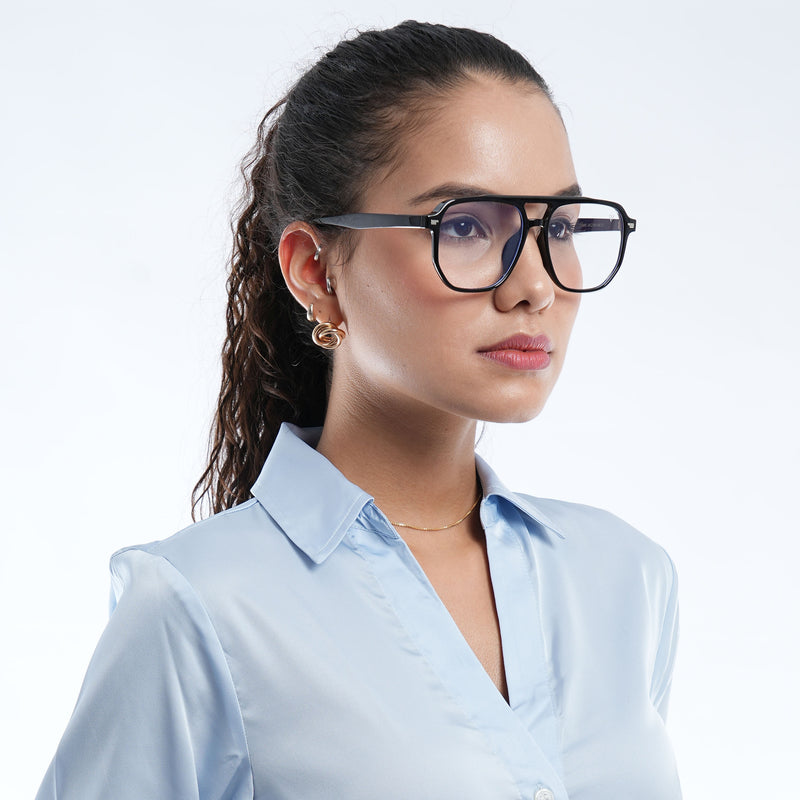 Voyage Black Wayfarer Eyeglasses for Men & Women (28365MG4372-C1)