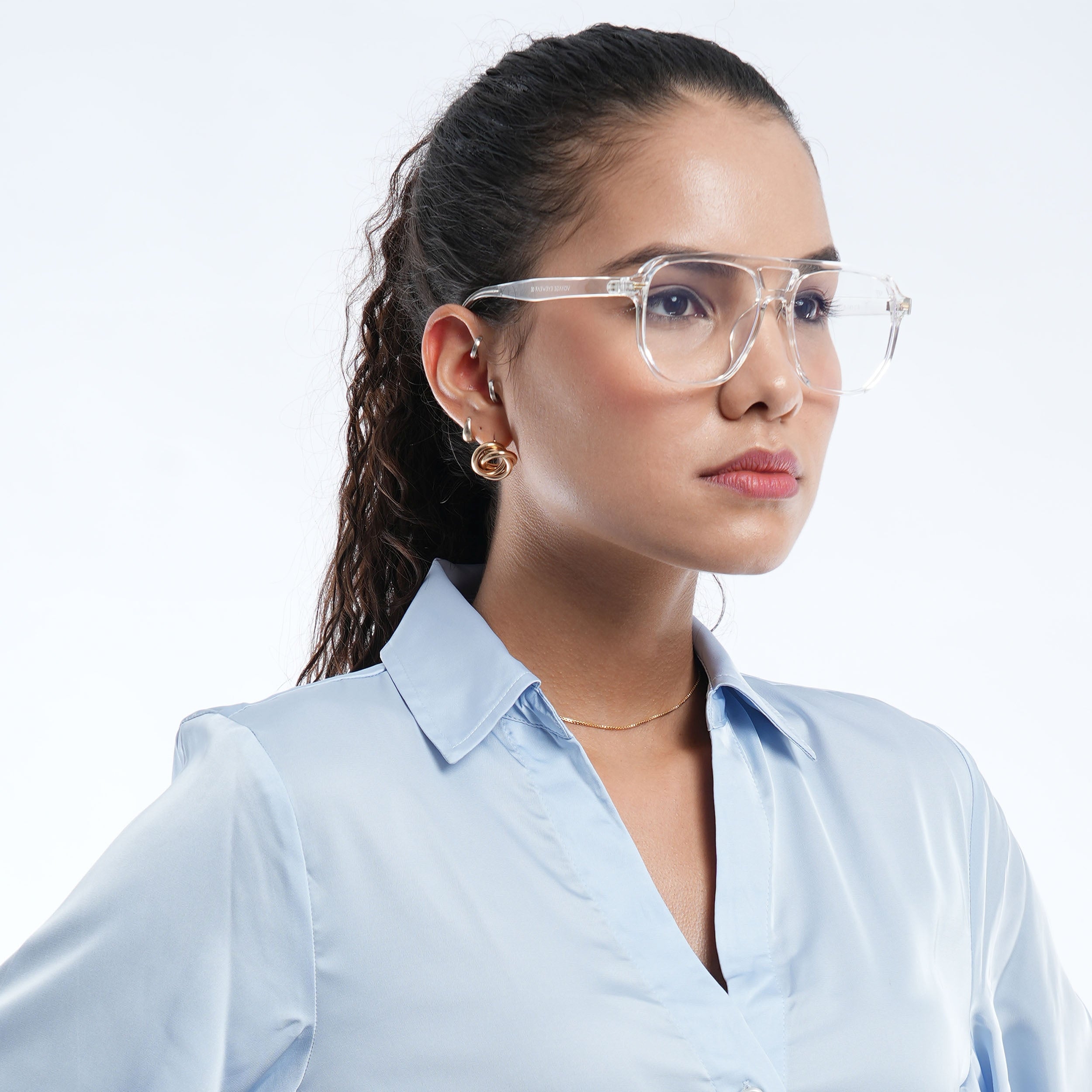 Voyage Transparent Wayfarer Eyeglasses for Men & Women (28365MG4374-C2)