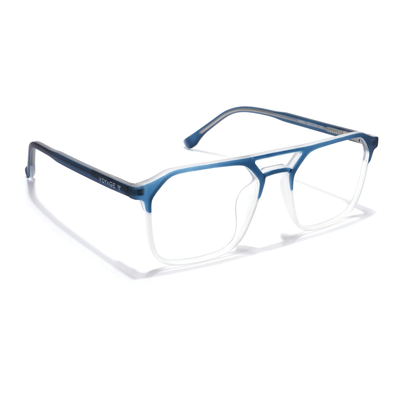 Voyage Navy Blue & Transparent Square Eyeglasses for Men & Women (28801MG6504-C6)