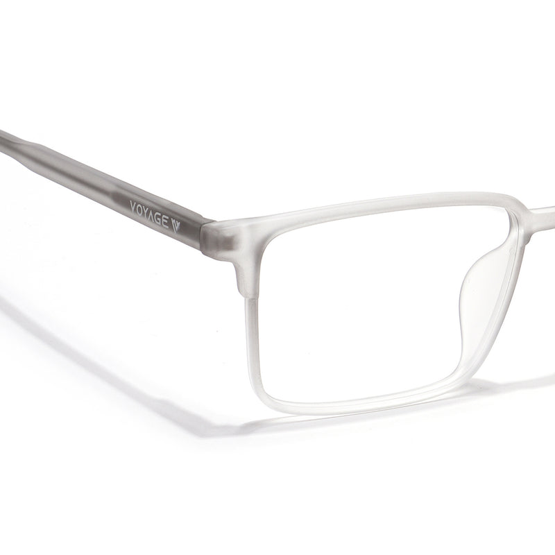 Voyage Thin Light Grey Square Eyeglasses for Men & Women (28802MG6509-C4)