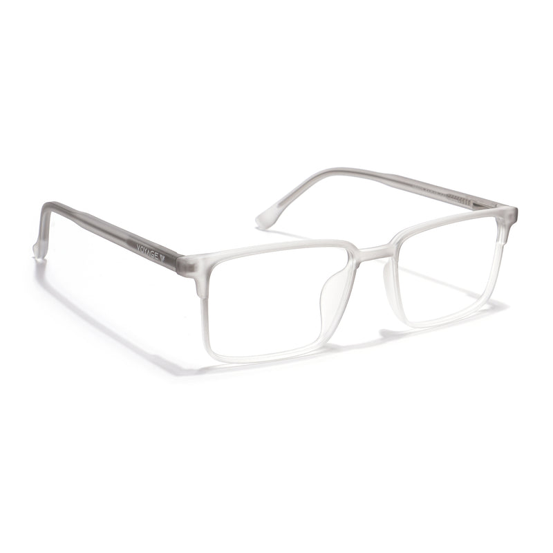 Voyage Thin Light Grey Square Eyeglasses for Men & Women (28802MG6509-C4)