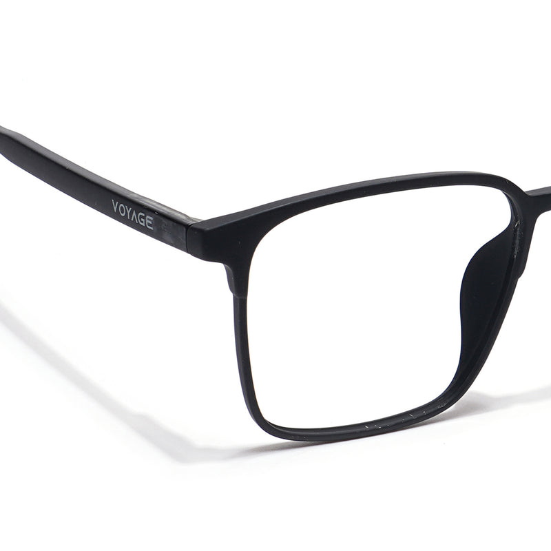 Voyage Thin Black Square Eyeglasses for Men & Women (28805MG6513-C1)
