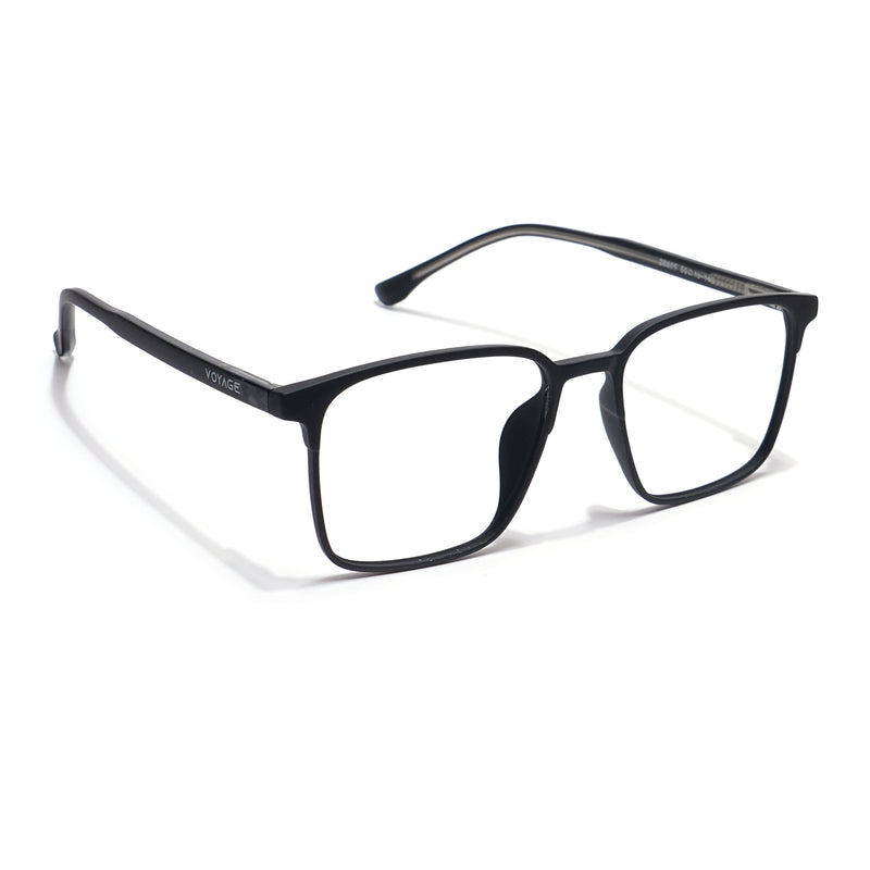 Voyage Thin Black Square Eyeglasses for Men & Women (28805MG6513-C1)