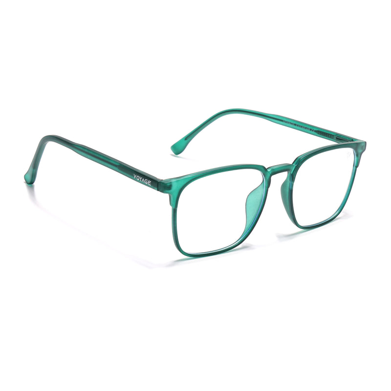 Voyage Thin Green Square Eyeglasses for Men & Women (28806FMG7590)