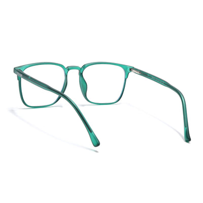 Voyage Thin Green Square Eyeglasses for Men & Women (28806FMG7590)