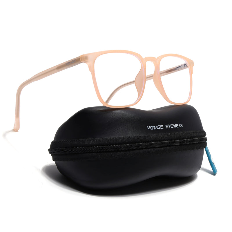 Voyage Thin Peach Square Eyeglasses for Men & Women (28806FMG7591)