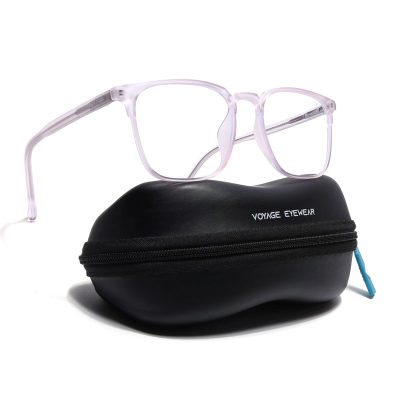 Voyage Thin Light Pink Square Eyeglasses for Men & Women (28806FMG7592)