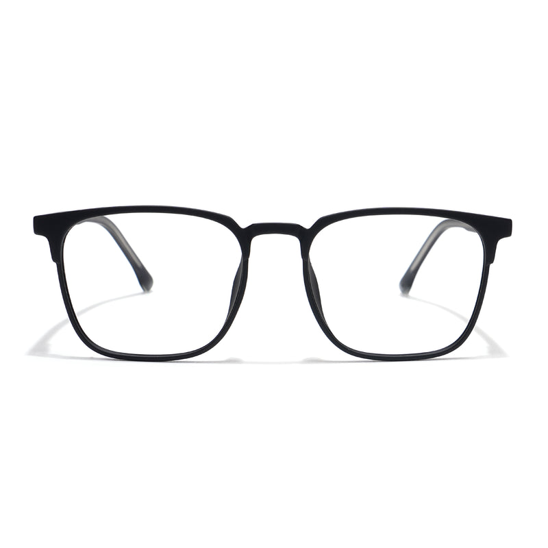 Voyage Thin Black Square Eyeglasses for Men & Women (28806MG6520-C1)