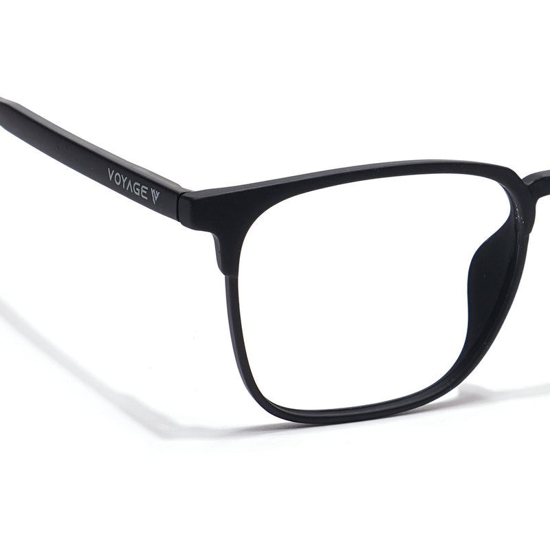 Voyage Thin Black Square Eyeglasses for Men & Women (28806MG6520-C1)