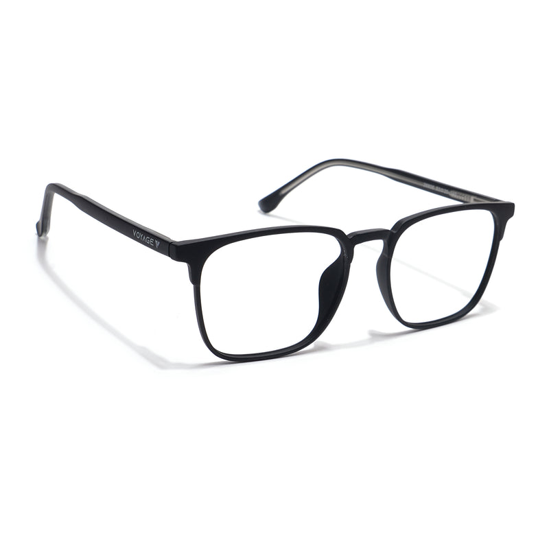 Voyage Thin Black Square Eyeglasses for Men & Women (28806MG6520-C1)