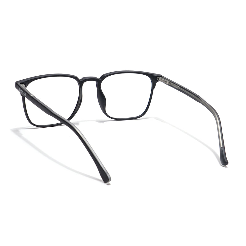 Voyage Thin Black Square Eyeglasses for Men & Women (28806MG6520-C1)