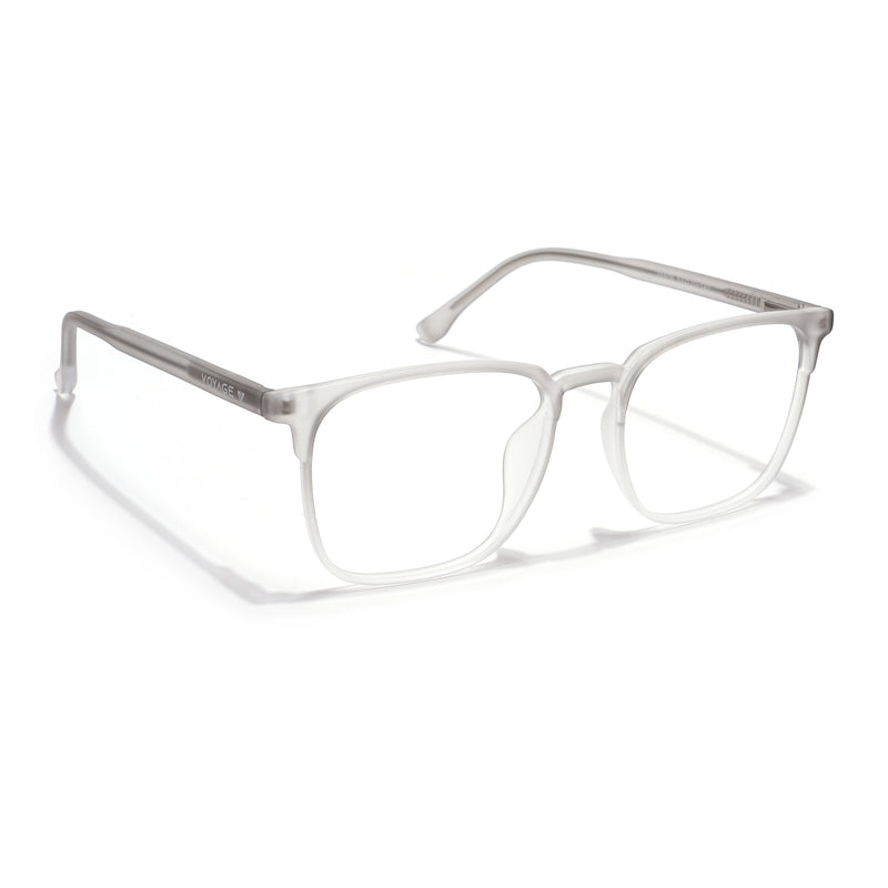 Voyage Thin Light Grey Square Eyeglasses for Men & Women (28806MG6523-C4)