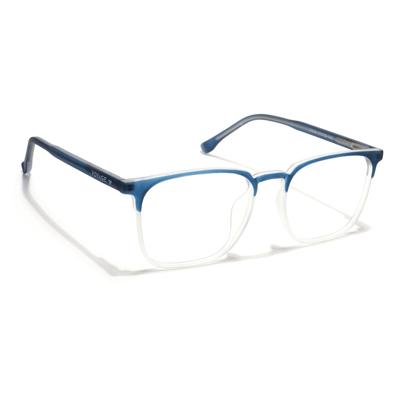 Voyage Navy Blue & Transparent Square Eyeglasses for Men & Women (28806MG6525-C6)