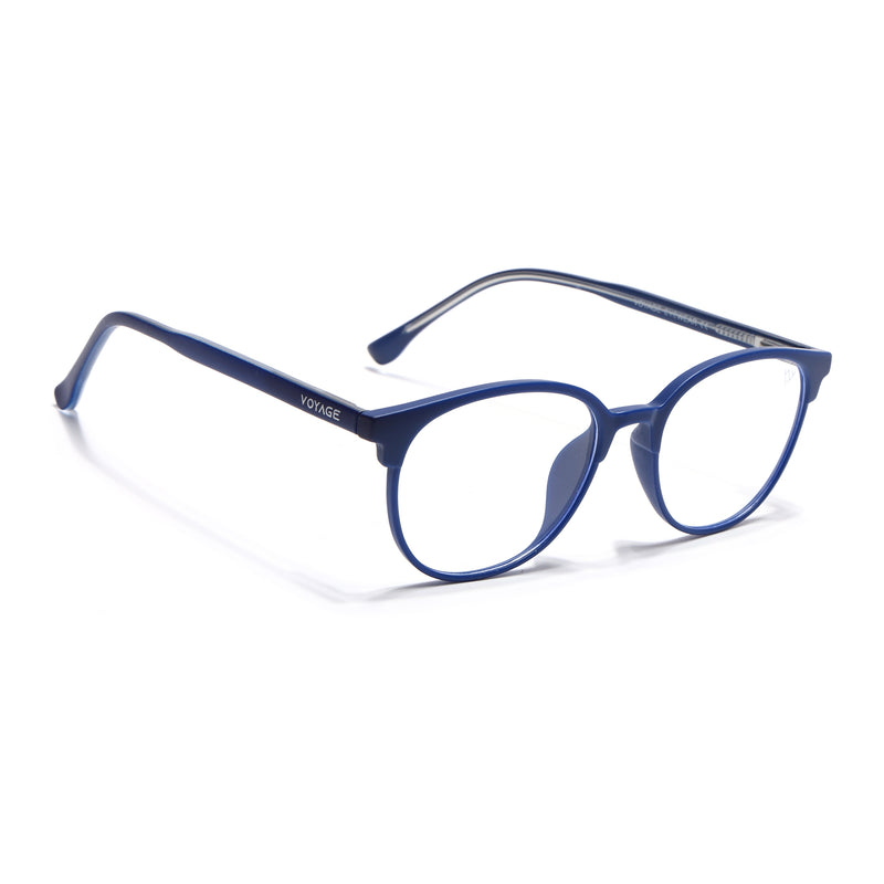Voyage Thin Blue Round Eyeglasses for Men & Women (28810FMG7586)