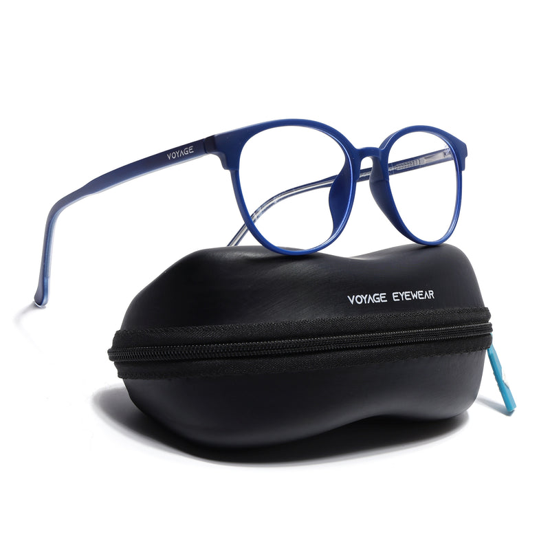 Voyage Thin Blue Round Eyeglasses for Men & Women (28810FMG7586)