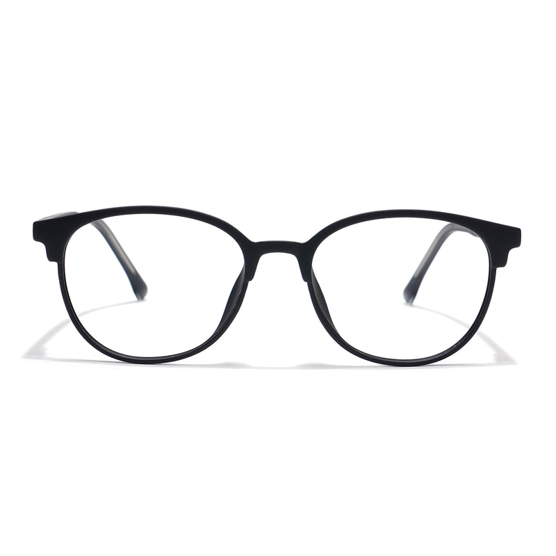 Voyage Thin Black Oval Eyeglasses for Men & Women (28810MG6527-C1)