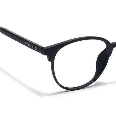 Voyage Thin Black Oval Eyeglasses for Men & Women (28810MG6527-C1)