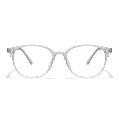 Voyage Thin Light Grey Oval Eyeglasses for Men & Women (28810MG6529-C3)