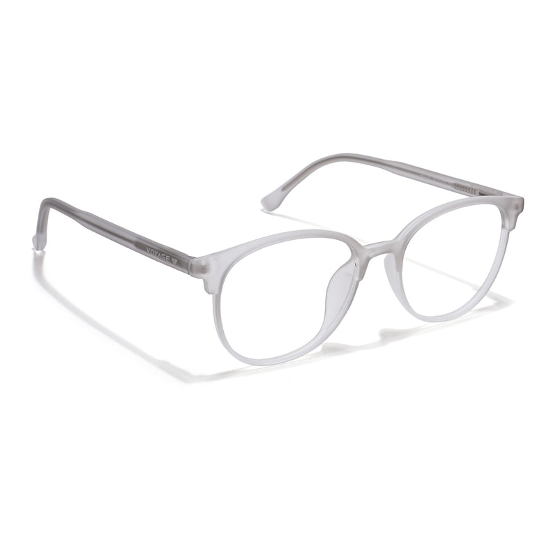 Voyage Thin Light Grey Oval Eyeglasses for Men & Women (28810MG6529-C3)