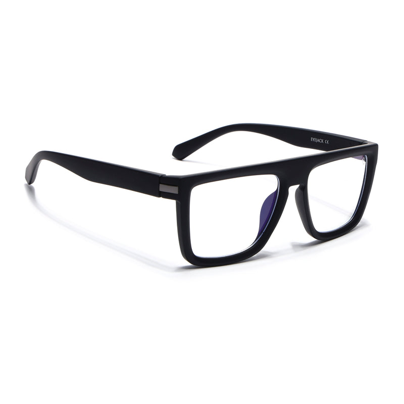 Eyejack Crossline Black Square Eyeglasses for Men & Women (2901FCL2081-C1)
