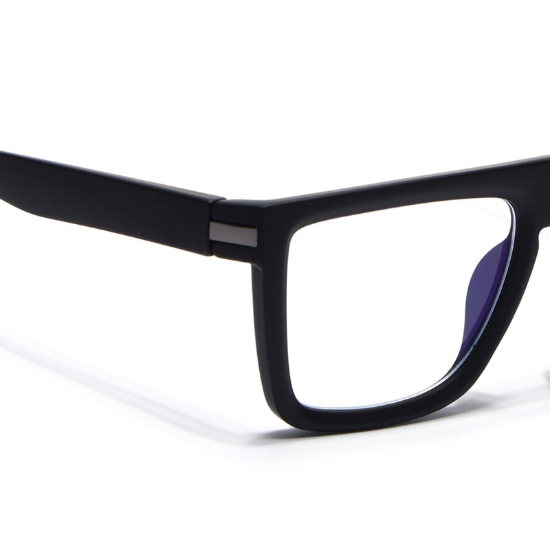 Eyejack Crossline Black Square Eyeglasses for Men & Women (2901FCL2081-C1)