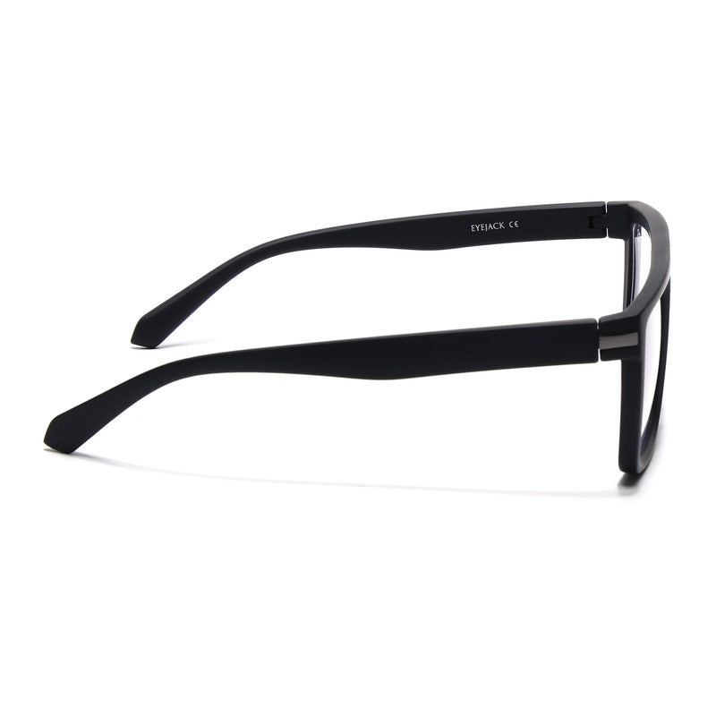 Eyejack Crossline Black Square Eyeglasses for Men & Women (2901FCL2081-C1)