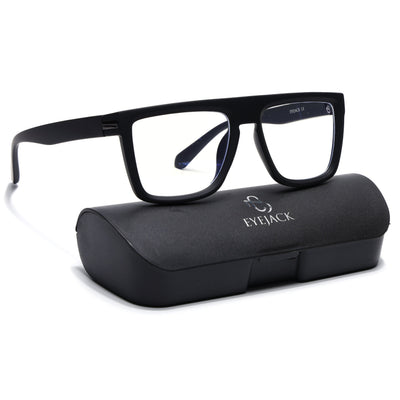 Eyejack Crossline Black Square Eyeglasses for Men & Women (2901FCL2081-C1)
