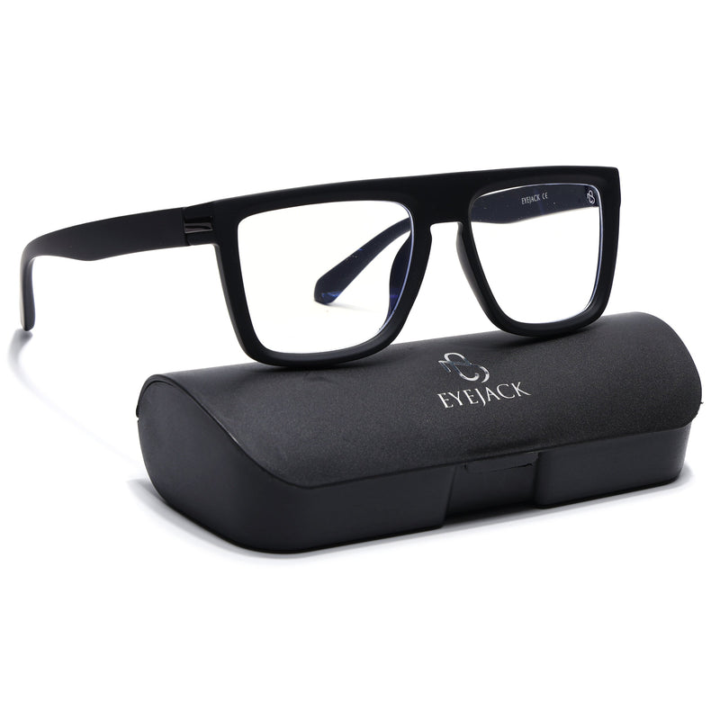Eyejack Crossline Black Square Eyeglasses for Men & Women (2901FCL2081-C1)
