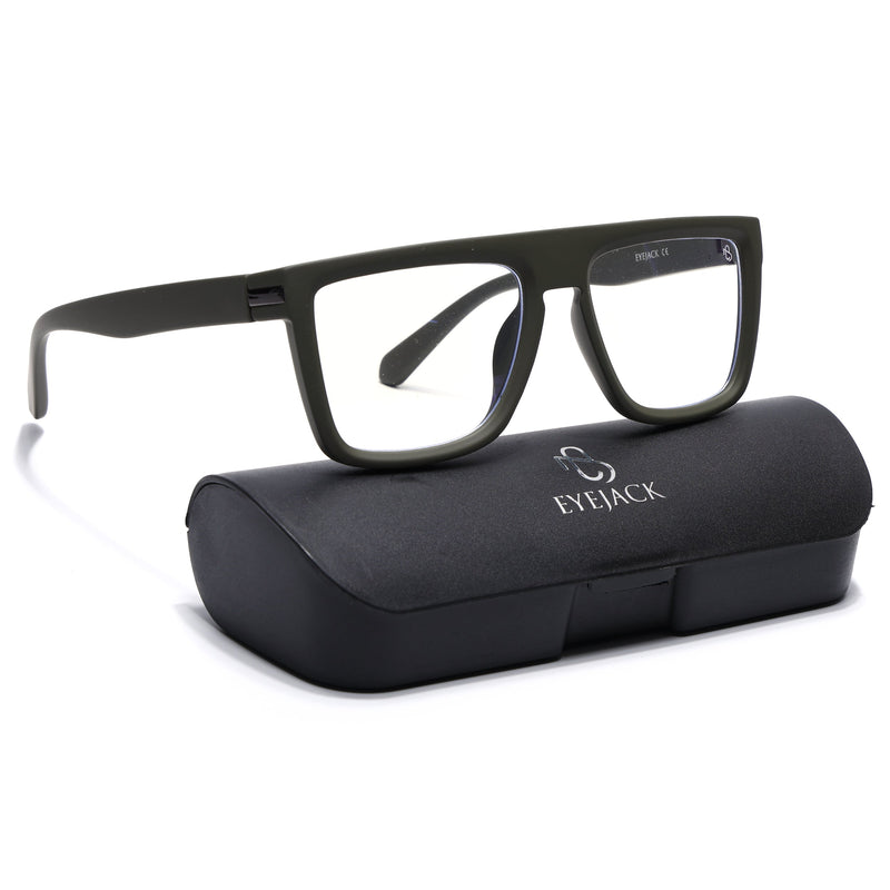 Eyejack Crossline Green Square Eyeglasses for Men & Women (2901FCL2085-C5)
