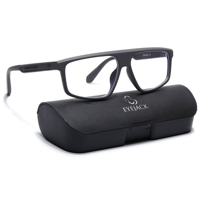 Eyejack Crossline Grey Rectangle Eyeglasses for Men & Women (2902FCL2088-C2)