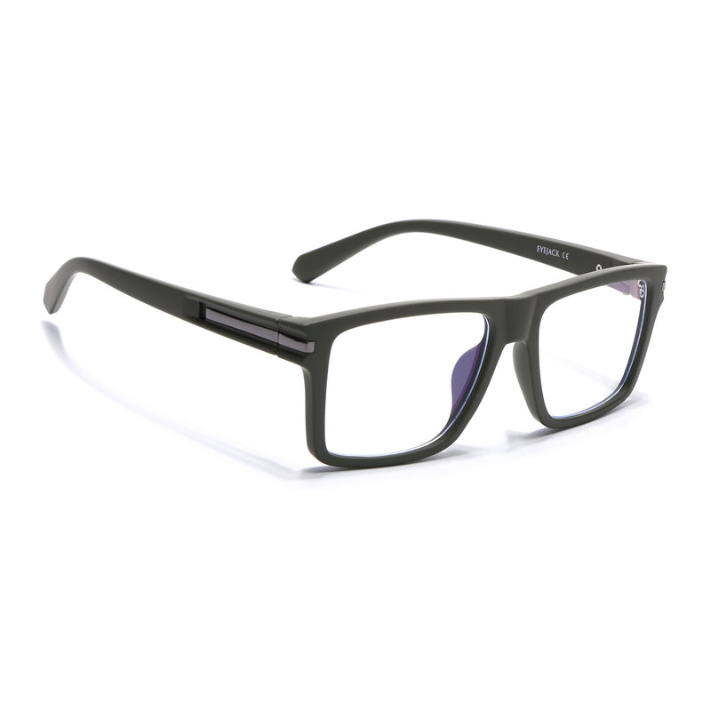 Eyejack Crossline Green Square Eyeglasses for Men & Women (2903FCL2097-C5)