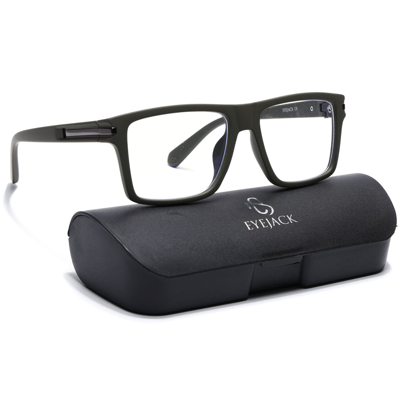 Eyejack Crossline Green Square Eyeglasses for Men & Women (2903FCL2097-C5)