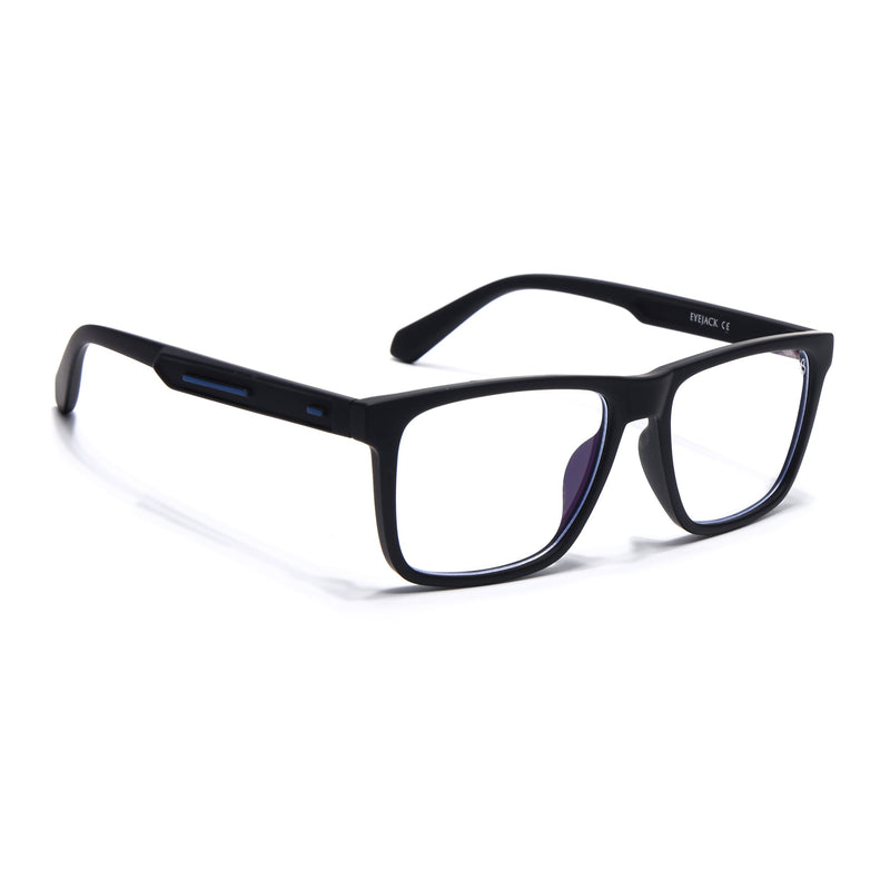 Eyejack Crossline Black Square Eyeglasses for Men & Women (2905FCL2105-C1)