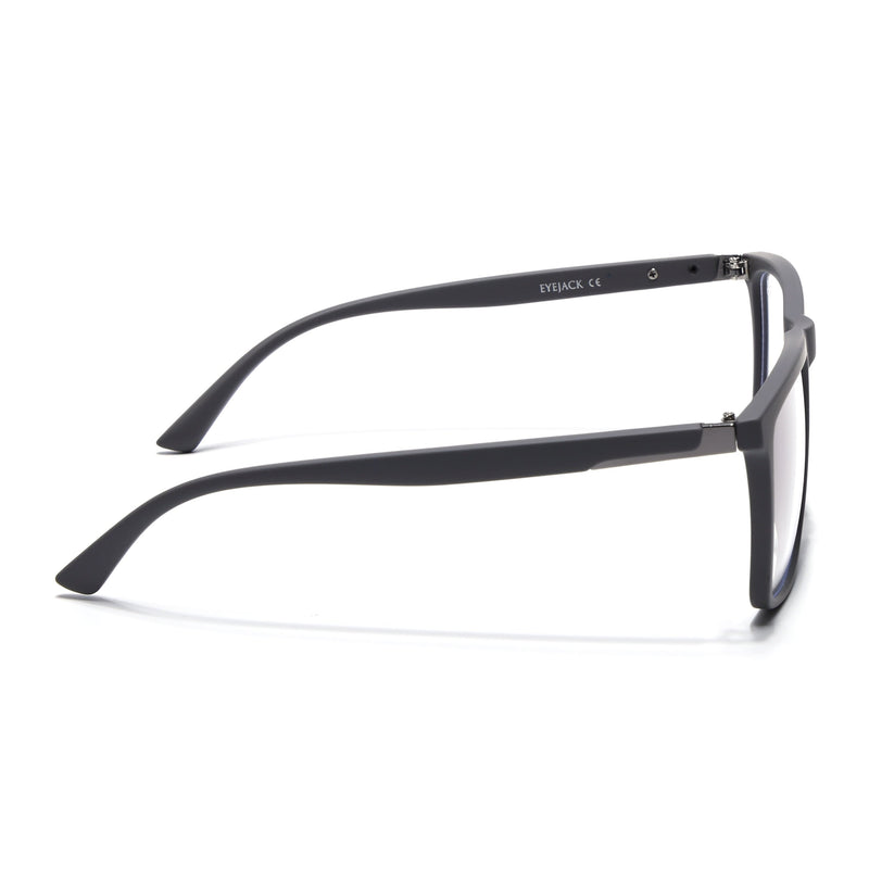Eyejack Crossline Grey Square Eyeglasses for Men & Women (2906FCL2112-C2)