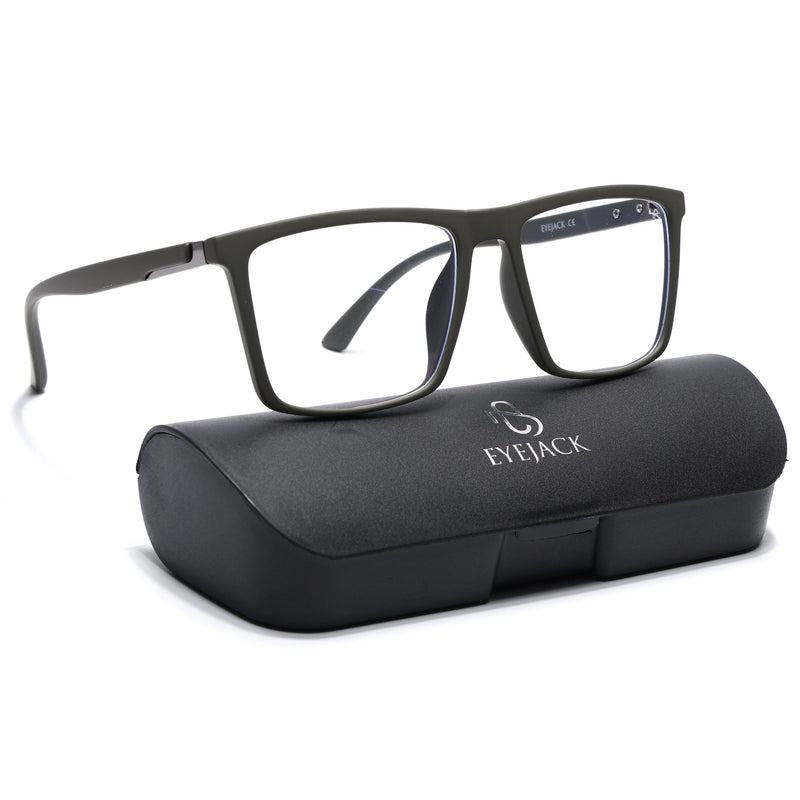 Eyejack Crossline Green Square Eyeglasses for Men & Women (2906FCL2115-C5)