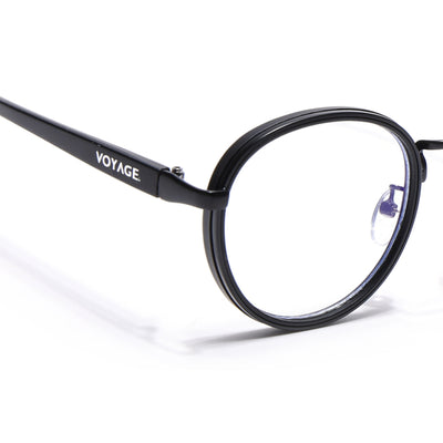 Voyage Black Round Eyeglasses for Men & Women (2#MG6668-C1)